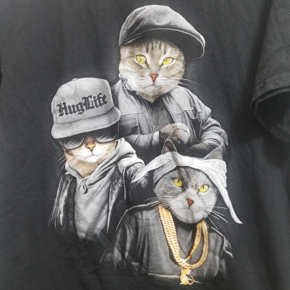 EUC "Hug Life" gangster cat shirt - Picture 2 of 4